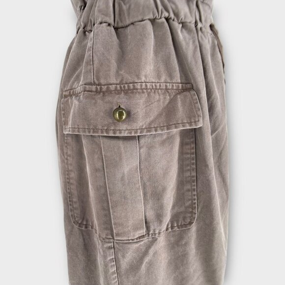 Coquille Brown Anthropologie Cargo Pockets Utility Cinched Waist Sheath Dress M - Picture 4 of 13
